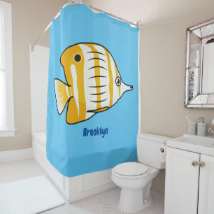 Rideaux De Douche Illustration de la caricature du poisson papillon 