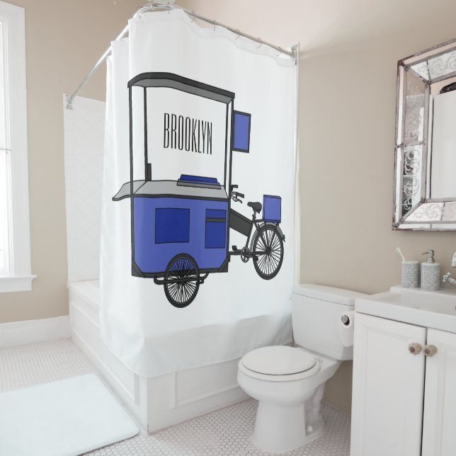 Rideaux De Douche Illustration de la charrette alimentaire (En situation)