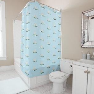 Rideaux De Douche Illustration de la fleur de lotus blanc