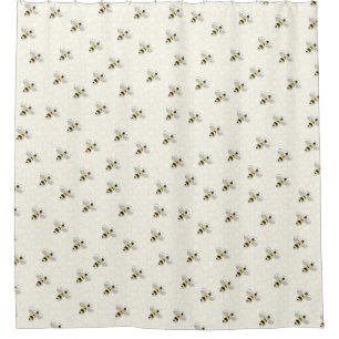 Rideaux De Douche Illustration de l'abeilles Noires jaunes