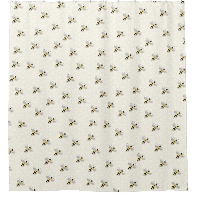 Rideaux De Douche Illustration de l'abeilles Noires jaunes (Devant)