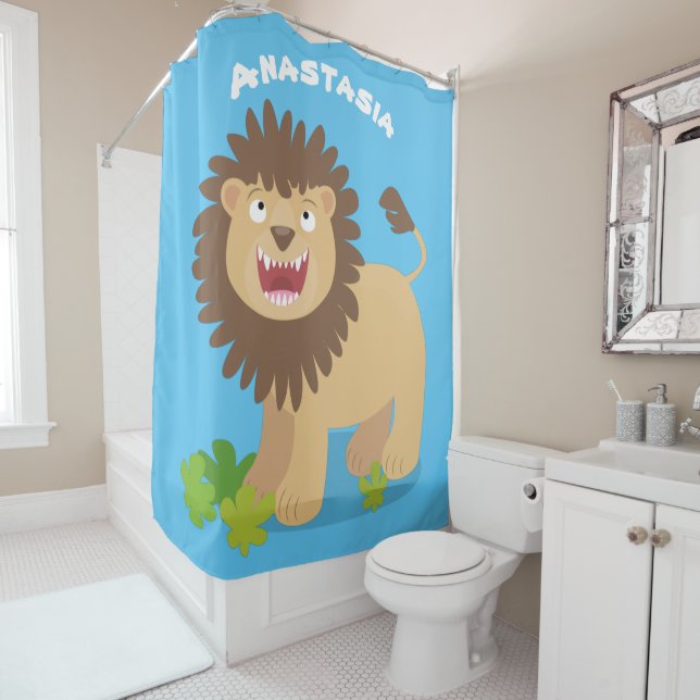 Rideaux De Douche Illustration de l'effervescence de lions heureux (En situation)