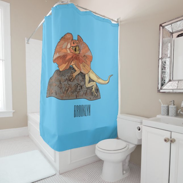 Rideaux De Douche Illustration de lézard à col frisé (En situation)
