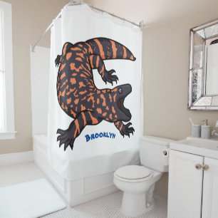 Rideaux De Douche Illustration de lézard géant affamé