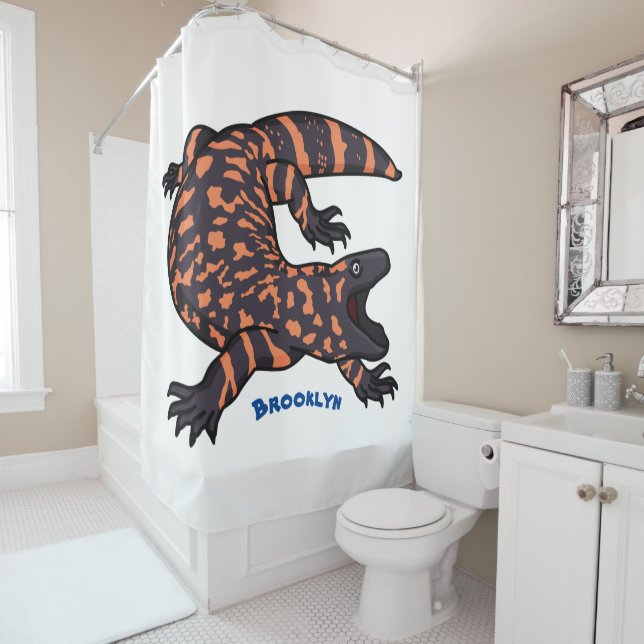 Rideaux De Douche Illustration de lézard géant affamé (En situation)