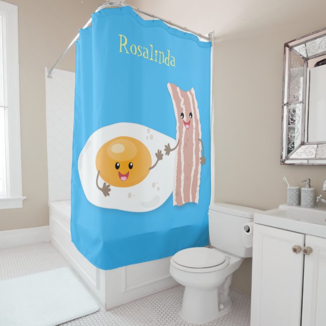 Rideaux De Douche Illustration de l'oeuf de Cute kawaii et du bacon (En situation)