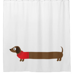 Rideaux De Douche Illustration de mignons longs Dachshund