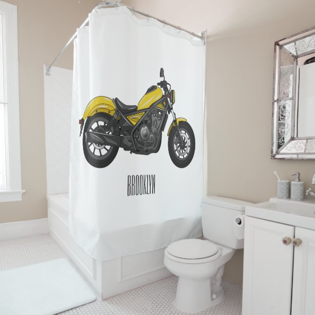 Rideaux De Douche Illustration de moto Cruiser (En situation)