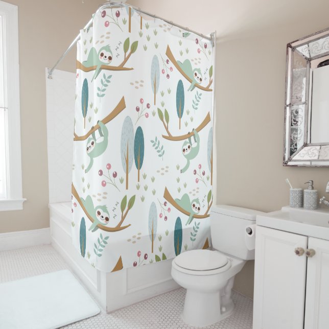 Rideaux De Douche Illustration de paresseux heureux (En situation)