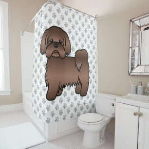 Rideaux De Douche Illustration de Shih Tzu de dessin animé mignon ma