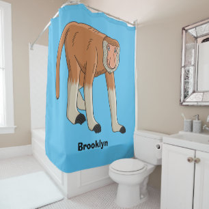 Rideaux De Douche Illustration de singe nasique drôle en style carto