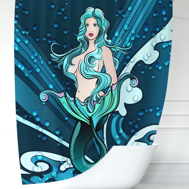 Rideaux De Douche Illustration de sirène nautique (Créateur téléchargé)