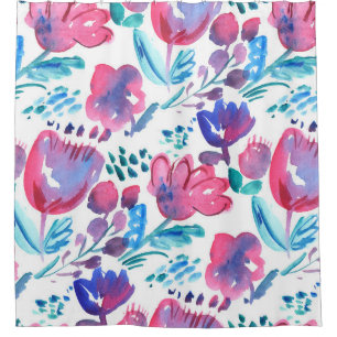 Rideaux De Douche illustration de style boho floral rustique dessiné