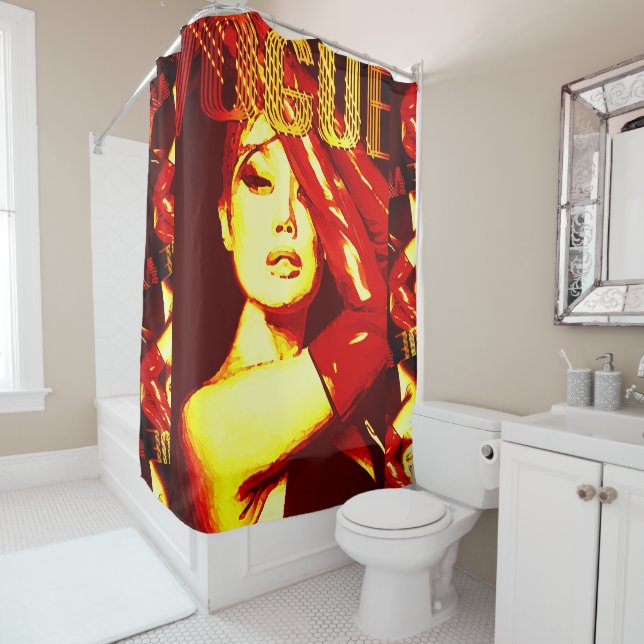 Rideaux De Douche Illustration de style rétro Vogue Cover (En situation)