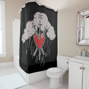 Rideaux De Douche Illustration de tarot d'amour de 3 d'épées