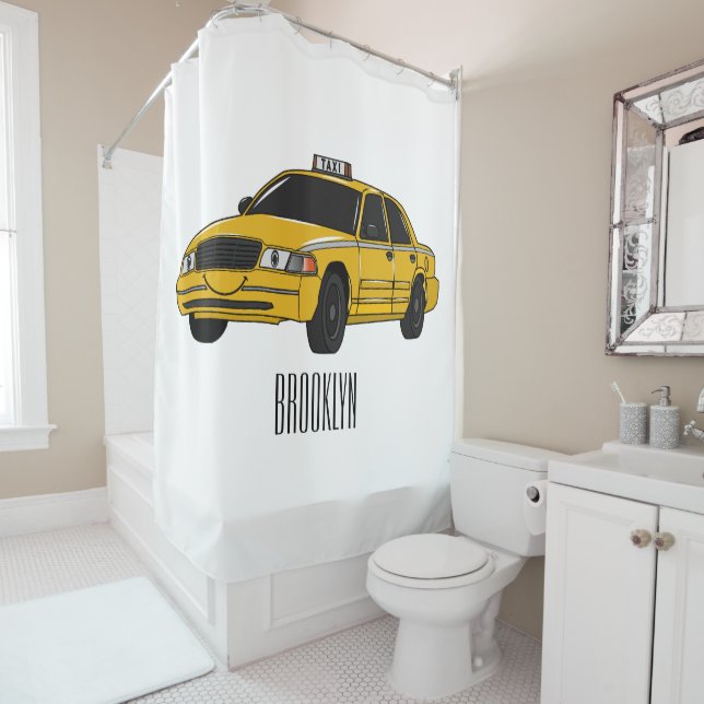 Rideaux De Douche Illustration de taxi (En situation)