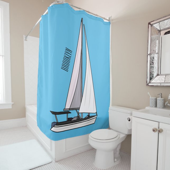 Rideaux De Douche Illustration de voilier (En situation)