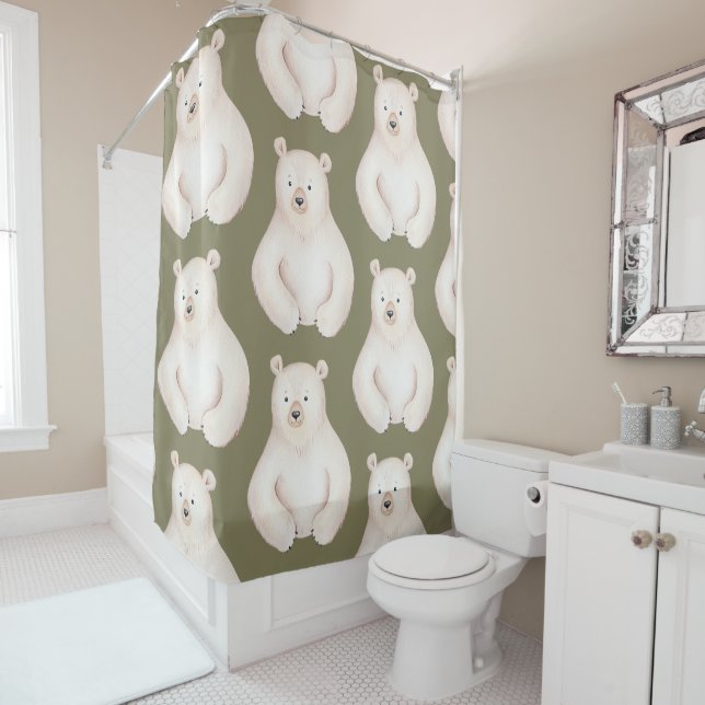 Rideaux De Douche Illustration des enfants d'ours polaires hiver (En situation)