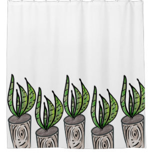 Rideaux De Douche Illustration dessinée à la main de plante serpent