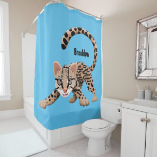 Rideaux De Douche Illustration d'ocelot mignon