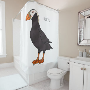 Rideaux De Douche Illustration d'oiseau bouffon touffu