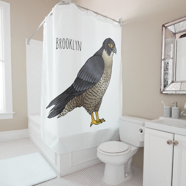Rideaux De Douche Illustration d'oiseau de faucon pèlerin (En situation)