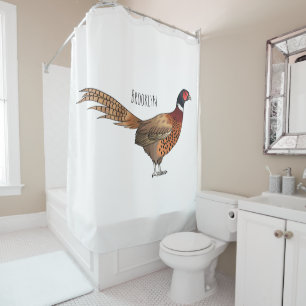 Rideaux De Douche Illustration d'oiseau faisan à cou circulaire