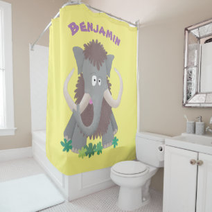Rideaux De Douche Illustration drôle de mammouth laineux
