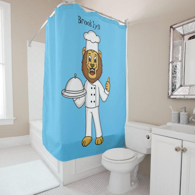 Rideaux De Douche Illustration du chef mignon lion (En situation)