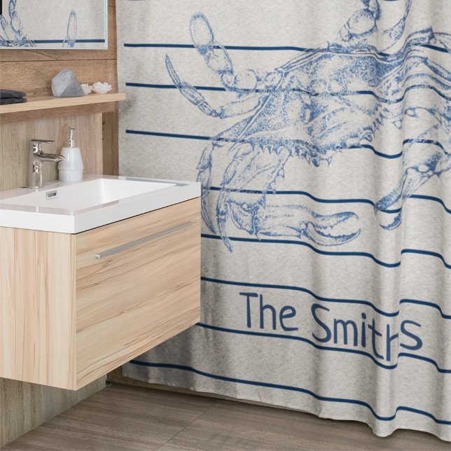 Rideaux De Douche Illustration du Crustacé du grand crabe bleu (Créateur téléchargé)