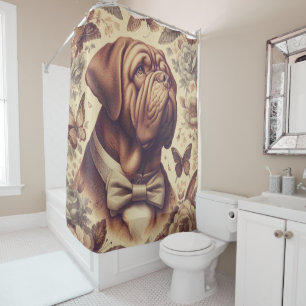 Rideaux De Douche Illustration du Dogue de Bordeaux vintage