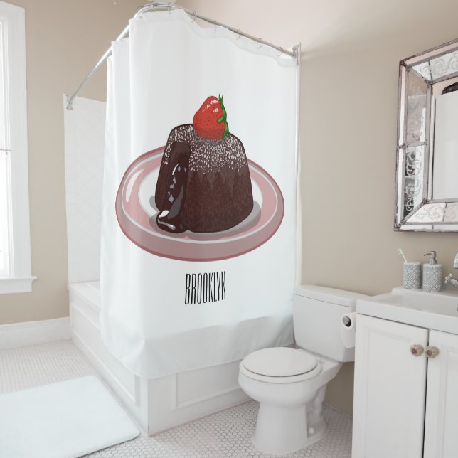Rideaux De Douche Illustration du gâteau de lave au chocolat (En situation)