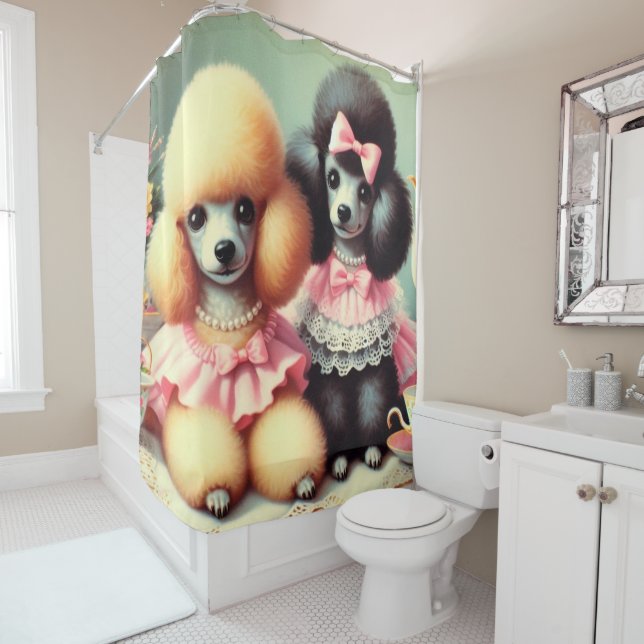Rideaux De Douche Illustration du mignon caniche (En situation)