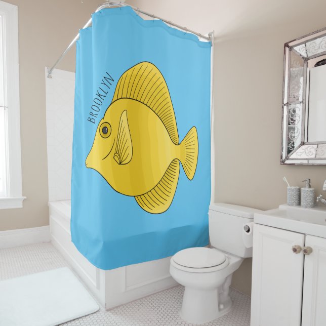 Rideaux De Douche Illustration du poisson-tang jaune (En situation)