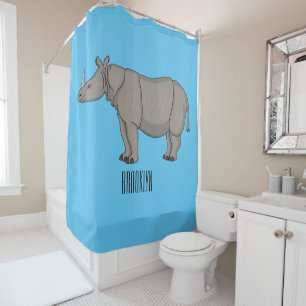 Rideaux De Douche Illustration du rhinocéros de Javan