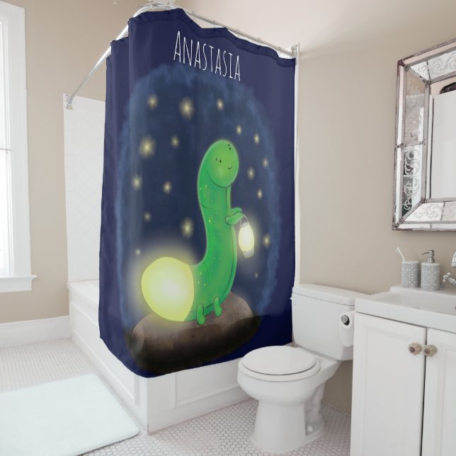 Rideaux De Douche Illustration du ver vert mou (En situation)