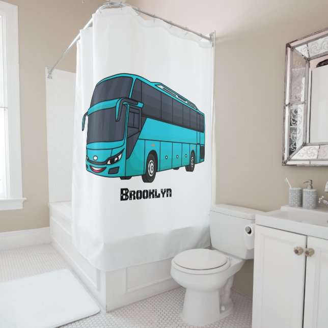 Rideaux De Douche Illustration d'un autobus à passagers moderne (En situation)