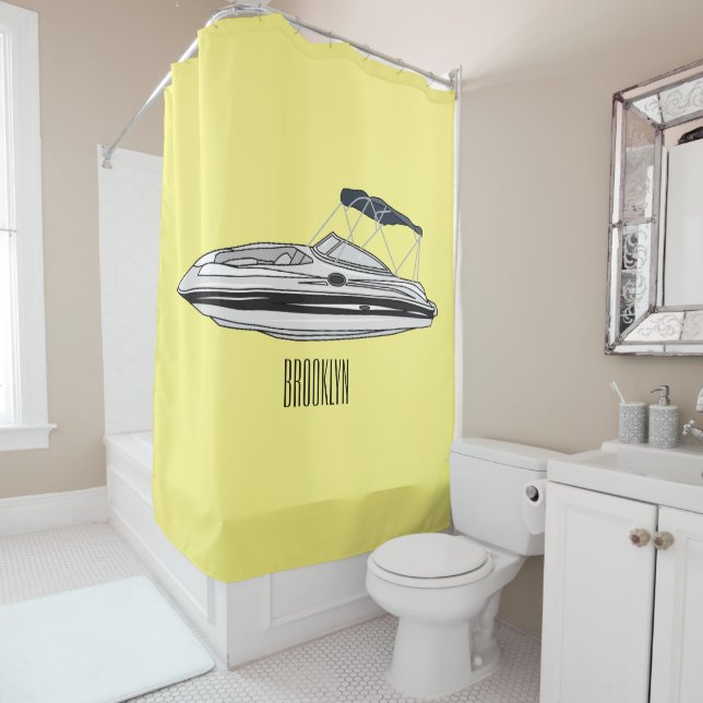 Rideaux De Douche Illustration d'un bateau à moteur (En situation)