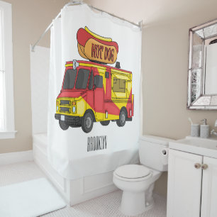 Rideaux De Douche Illustration d'un camion de nourriture pour chien 