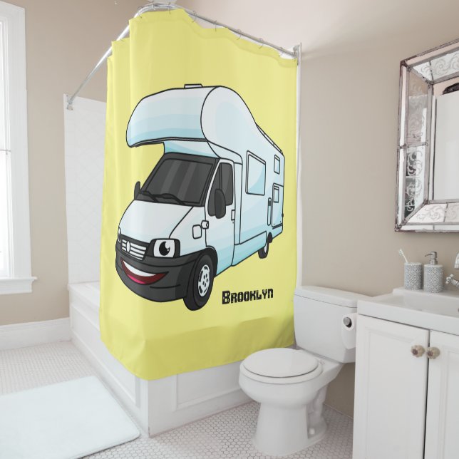 Rideaux De Douche Illustration d'un campervan heureux (En situation)