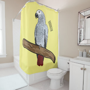 Rideaux De Douche Illustration d'un perroquet gris en Afrique