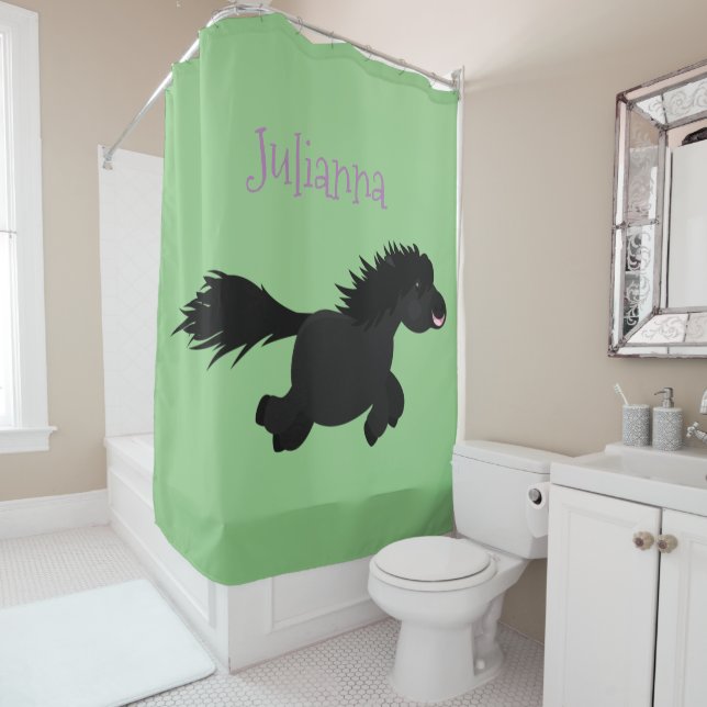 Rideaux De Douche Illustration d'un poney de Shetland mignon (En situation)