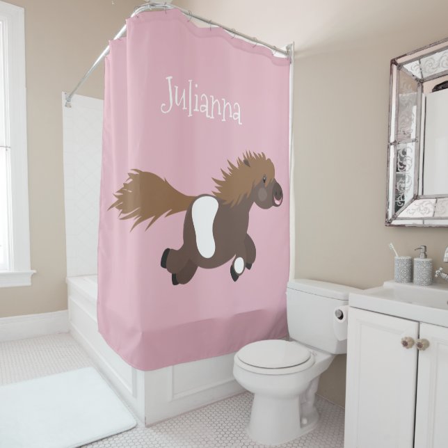 Rideaux De Douche Illustration d'un poney de Shetland mignon (En situation)