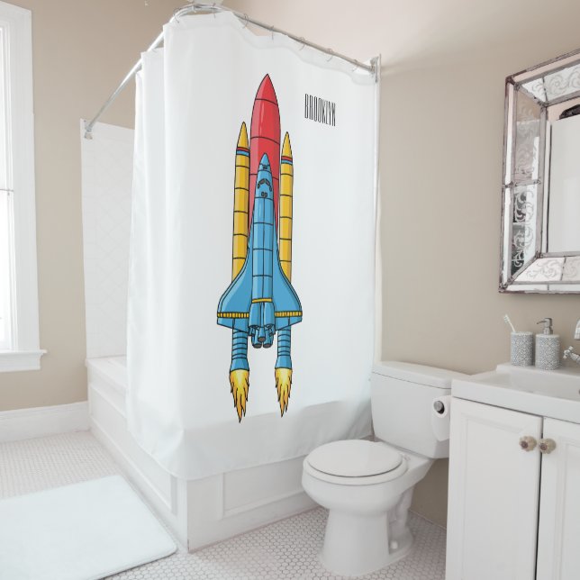 Rideaux De Douche Illustration d'un vaisseau de fusées (En situation)