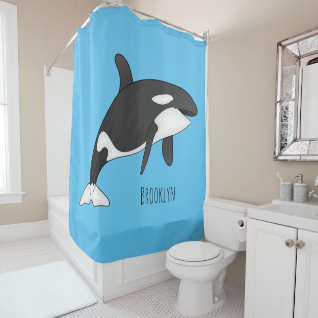 Rideaux De Douche Illustration d'une baleine tueuse (En situation)