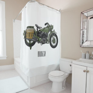 Rideaux De Douche Illustration d'une moto de croiseur militaire