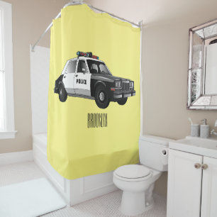 Rideaux De Douche Illustration d'une voiture de police