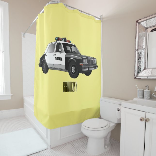 Rideaux De Douche Illustration d'une voiture de police (En situation)