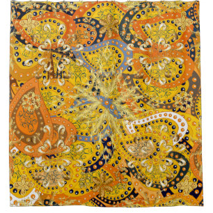 Rideaux De Douche Illustration en jaune, orange et marron. I
