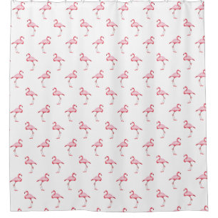 Rideaux De Douche Illustration Flamant rose rose Motif tropical Past